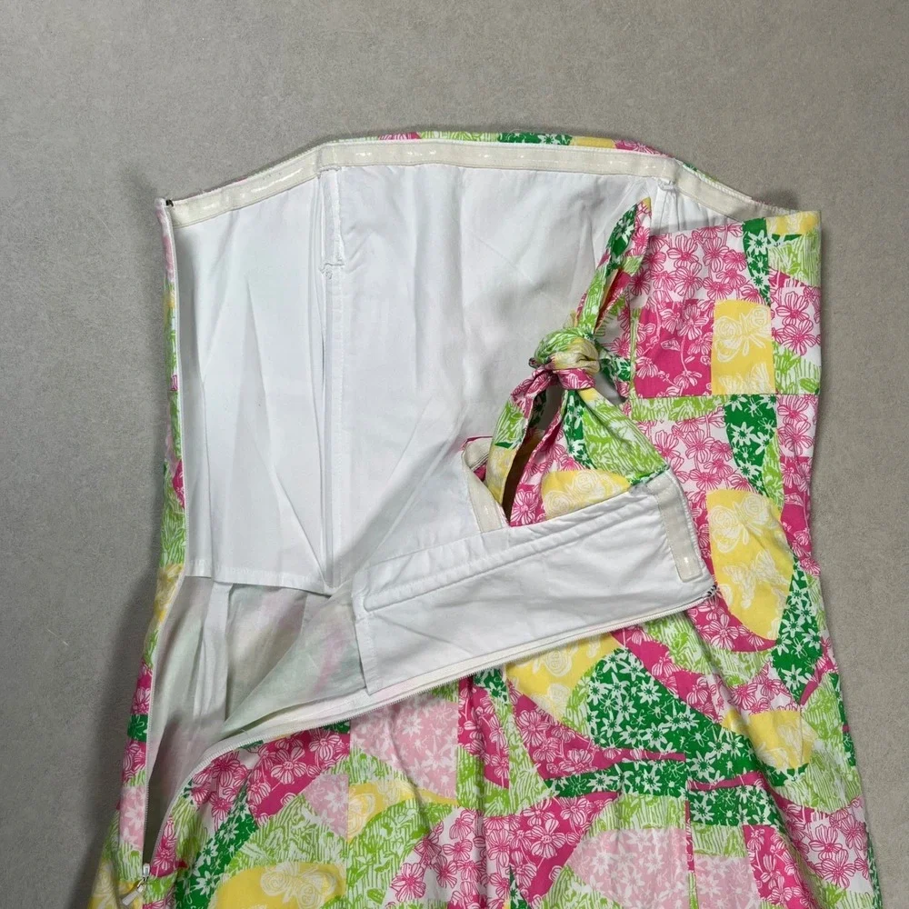 Lilly Pulitzer Franco Multicolor Strapless Dress Sz 6 Tie Back Floral Summer - Picture 5 of 9
